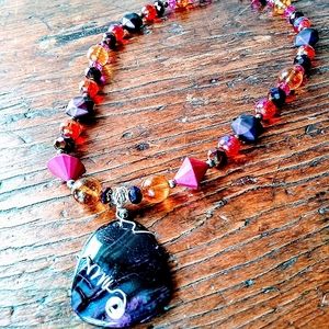 Handmade Gemstone 💜 🧡 Necklace